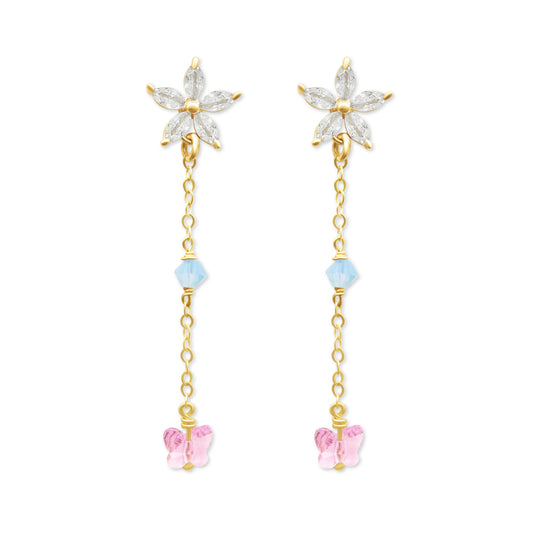 Butterfly Flower Chain Earrings